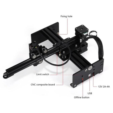 Neje Master 3 Laser Engraver for Engraving and Cutting Projects compact frame with CNC composite board, limit switch and USB connection