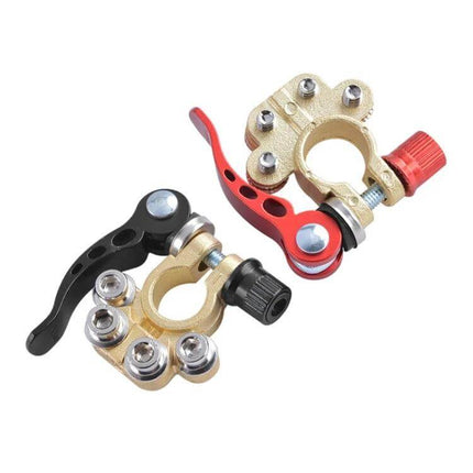 Car Battery Terminals Quick Disconnect Connectors With L Wrench – brass quick-release battery terminal set with red and black levers for easy maintenance