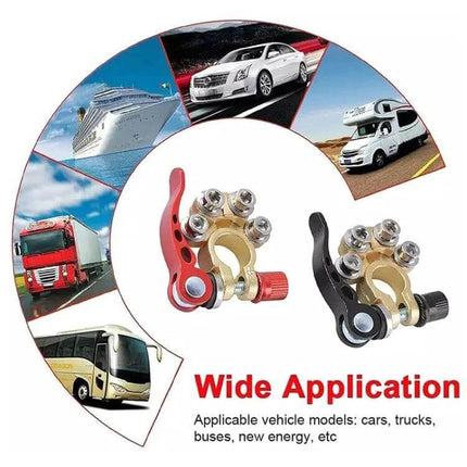 Car Battery Terminals Quick Disconnect Connectors With L Wrench red and black battery quick disconnects for cars trucks buses RVs - wide application