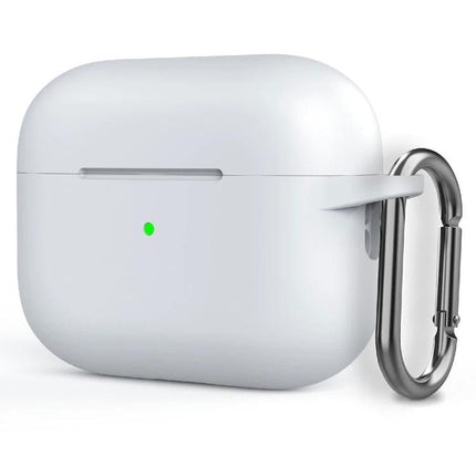 Silicone Protective Case with Hook for Everyday Earphone Carry - white silicone case with metal carabiner attached