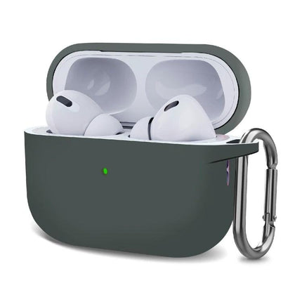 Silicone Protective Case with Hook for Everyday Earphone Carry - dark green silicone case with carabiner for earbuds