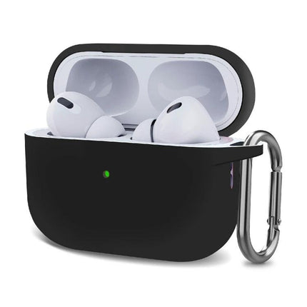 Silicone Protective Case with Hook for Everyday Earphone Carry - black silicone case with carabiner attached