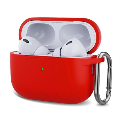 Silicone Protective Case with Hook for Everyday Earphone Carry - red silicone case with carabiner for on-the-go earphone protection