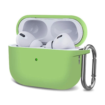 Silicone Protective Case with Hook for Everyday Earphone Carry - lime green silicone case with carabiner attached