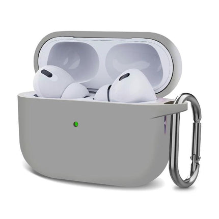 Silicone Protective Case with Hook for Everyday Earphone Carry - gray silicone case with carabiner for AirPods Pro