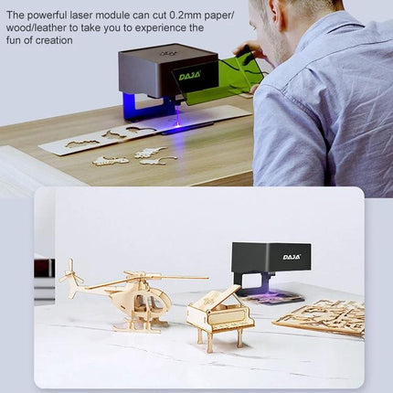 DAJA Mini Laser Engraving Machine for DIY Crafting and Cutting engraving wooden models and cutting paper for personalized DIY projects
