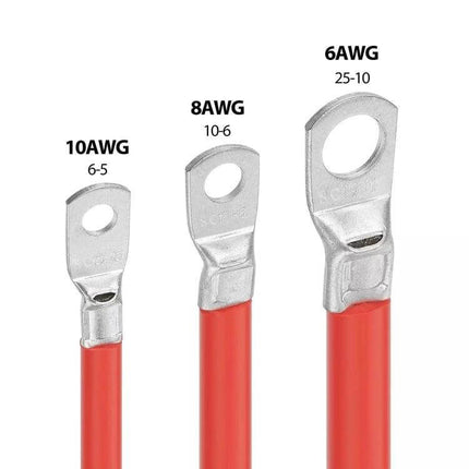 Car Battery Inverter Cable Copper 50cm For Vehicle Electricals - red copper 10AWG 8AWG 6AWG tin-coated ring terminal lugs