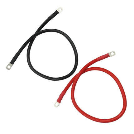 Car Battery Inverter Cable Copper 50cm For Vehicle Electricals - red and black tin-coated lug battery-to-inverter cables, closed-end durable 50cm copper conductor