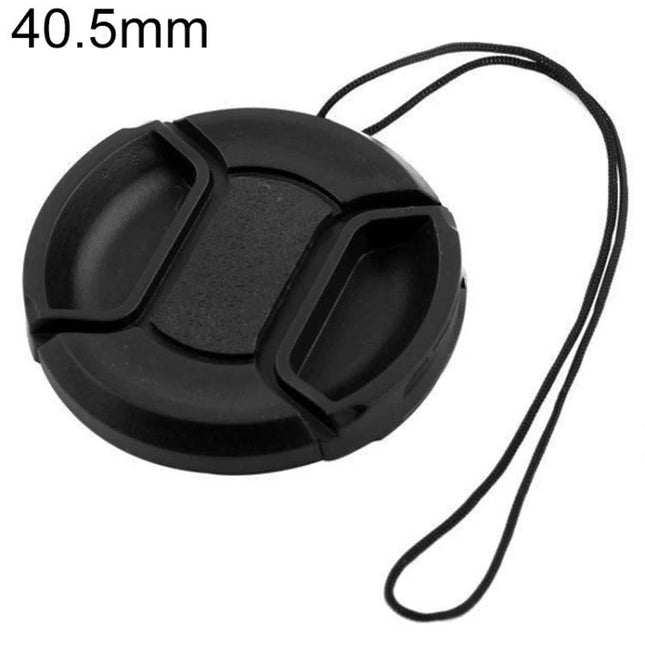 Canon Center Pinch Lens Cap for Canon 49mm Cameras - black center pinch cap with tether for quick on-and-off protection