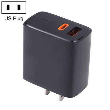 A Versatile USB Charger for Everyday Home and Travel Needs - compact black US plug wall charger with USB-A and USB-C ports for phones and tablets