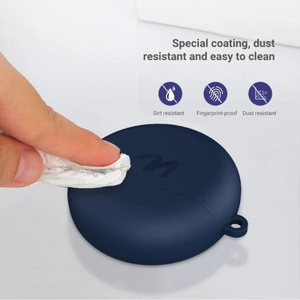 Silicone Protective Case for Everyday OPPO Earphone Protection - navy dust-resistant silicone case being wiped clean