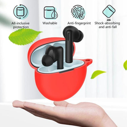 Silicone Protective Case for Everyday OPPO Earphone Protection - red lightweight silicone cover showcasing earbuds and features