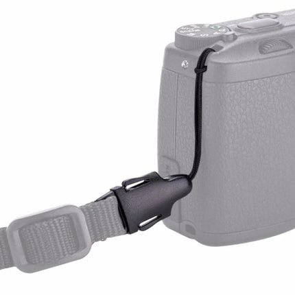 Versatile Adapter for Attaching Cameras to Neck Straps — ABS plastic camera-to-strap connector securing small cameras and phones