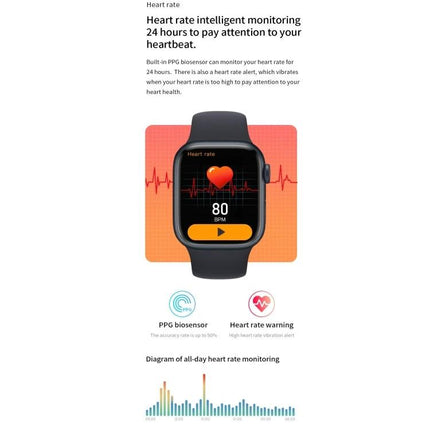 Smartwatch for Everyday Health Tracking and Reminders showing heart rate monitoring screen with 80 BPM and heart-rate graph