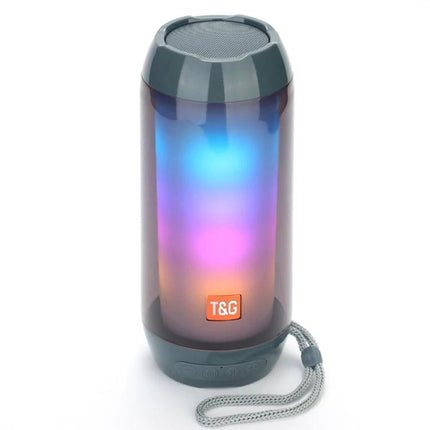 TG Bluetooth Speaker For Home Listening And Hands Free Calls with colorful LED lights and carry strap, compact home speaker