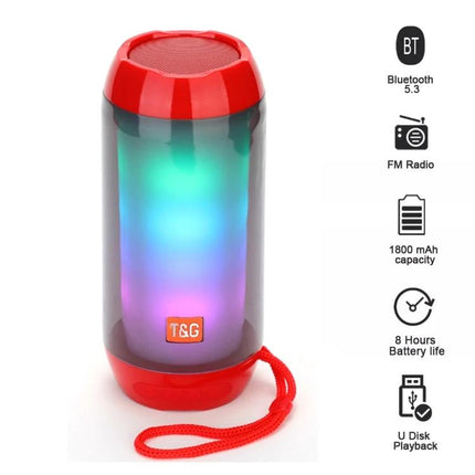 TG Bluetooth Speaker For Home Listening And Hands Free Calls compact LED party speaker with Bluetooth 5.3 and FM radio