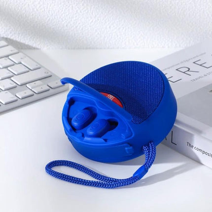 Portable Speaker And Detachable Earphone Combo For Daily Use compact blue speaker with detachable earphones and carrying strap