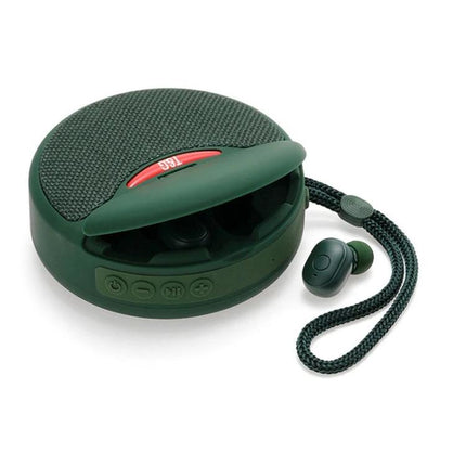 Portable Speaker And Detachable Earphone Combo For Daily Use green compact speaker case with detachable earbuds for travel