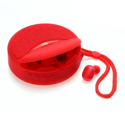 Portable Speaker And Detachable Earphone Combo For Daily Use compact red Bluetooth speaker with detachable earbuds for travel