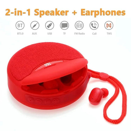 Portable Speaker And Detachable Earphone Combo For Daily Use in red 2-in-1 Bluetooth speaker with detachable earphones