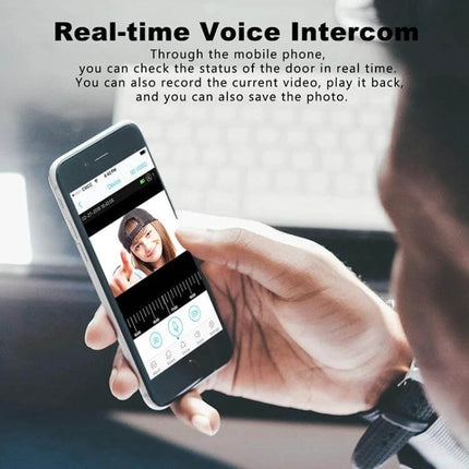 Tuya Smart WiFi Video Doorbell with Night Vision and Intercom showing mobile app live video feed and real-time voice intercom on smartphone