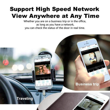 Tuya Smart WiFi Video Doorbell with Night Vision and Intercom showing mobile live view of visitors while traveling and on a business trip