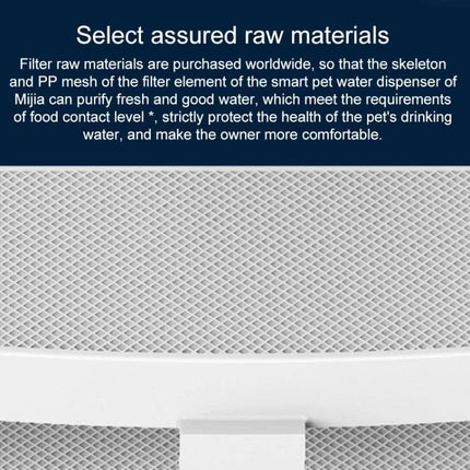 Mijia Filter Set for Daily Pet Water Dispensing at Home - close-up of four-layer filter mesh and assured raw materials