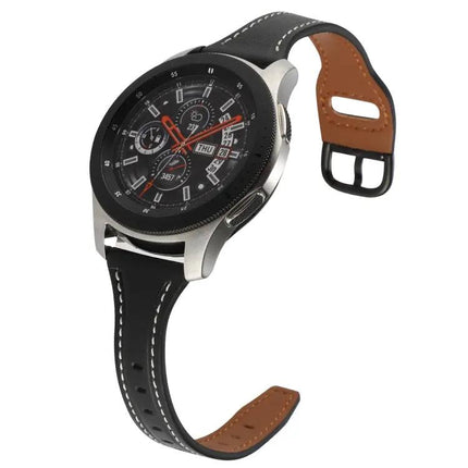 22mm Genuine Leather Reverse Buckle Watch Band for Galaxy
