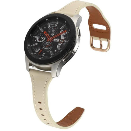 22mm Genuine Leather Reverse Buckle Watch Band for Galaxy