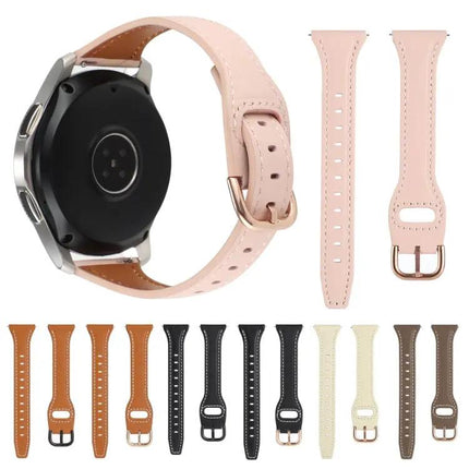22mm Genuine Leather Reverse Buckle Watch Band for Galaxy
