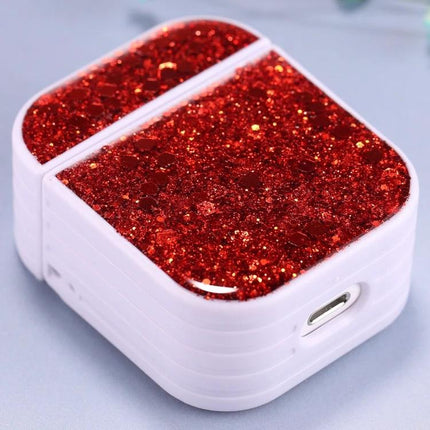 Glitter Sequins Protective Case for AirPods in Daily Commutes red glitter protective AirPods case for commuters