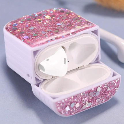 Glitter Sequins Protective Case for AirPods in Daily Commutes - Pink sparkly sequin AirPods case protecting earbuds during busy commute