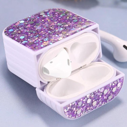 Glitter Sequins Protective Case for AirPods in Daily Commutes purple glitter case protecting AirPods during busy commutes