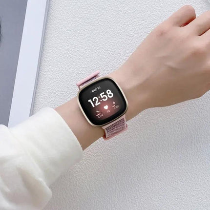 Nylon Watch Band With Rubber Buckle For Fitbit Versa 3