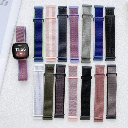 Nylon Watch Band With Rubber Buckle For Fitbit Versa 3