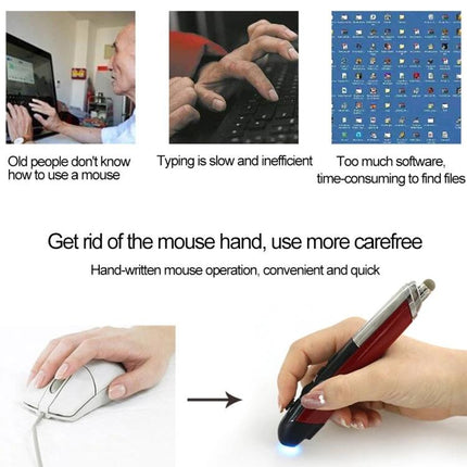 Wireless Bluetooth Pen Mouse for PC and Smart TV Navigation - compact pen-style wireless mouse with 4 keys and adjustable DPI for precise cursor control