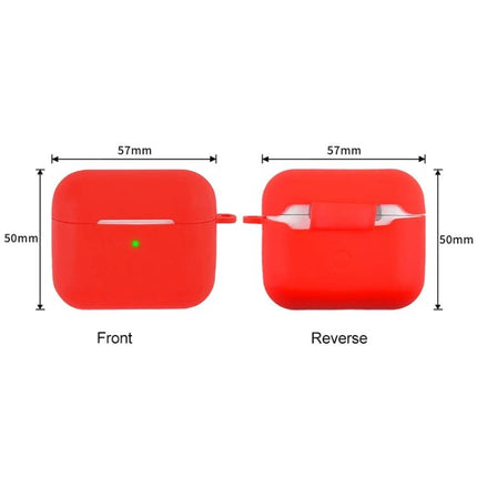 Essential Silicone Set for Everyday Earphone Protection and Travel - red silicone case showing front and reverse views with 57x50mm dimensions