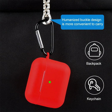 Essential Silicone Set for Everyday Earphone Protection and Travel red silicone case with carabiner on backpack keychain