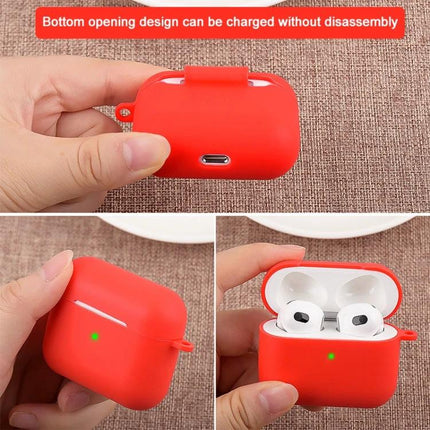 Essential Silicone Set for Everyday Earphone Protection and Travel - red silicone case with bottom opening, charging port access and accessories