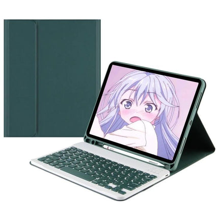 Leather Bluetooth Keyboard Case with Pen Slot for Samsung Tab S7 - teal leather folio with detachable Bluetooth keyboard and stylus slot