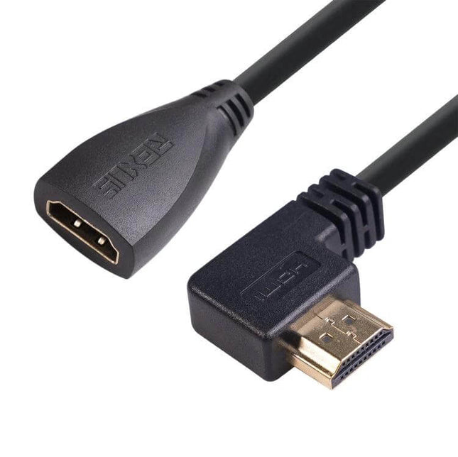 30cm HDMI Male to Female Elbow Adapter Cable with 90-Degree Angle - black HDMI 1.4 4K cable for tight spaces and behind TVs