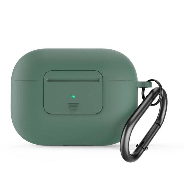 Daily Use Silicone Case for AirPods Pro on the Go green silicone protective case with carabiner for jogging and commuting