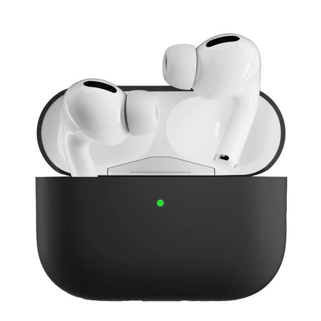 Silicone Case for AirPods Pro in Everyday Protection - black silicone cover protecting AirPods Pro with charging port access