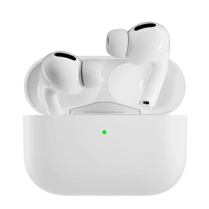 Silicone Case for AirPods Pro in Everyday Protection – white silicone protective case showing open charging port and earbuds