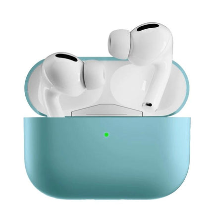 Silicone Case for AirPods Pro in Everyday Protection in teal silicone showing open charging port and earbuds