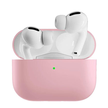 Silicone Case for AirPods Pro in Everyday Protection – pink silicone cover showing open charging case with AirPods Pro, charging port accessible