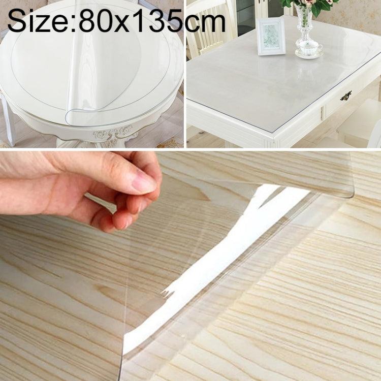 Elegant Clear PVC Waterproof Table Protector - Soft Glass Finish, 1mm Thickness for Home and Restaurant Settings 80x135cm