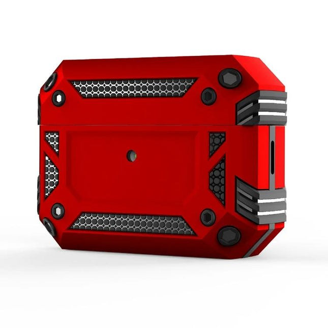 AirPods Protective Cover for Everyday Travel Protection — red rugged dust-proof, drop-resistant case that charges without removal
