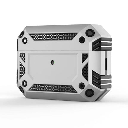 AirPods Protective Cover for Everyday Travel Protection — rugged dust-proof, drop-resistant white case that allows charging without removal