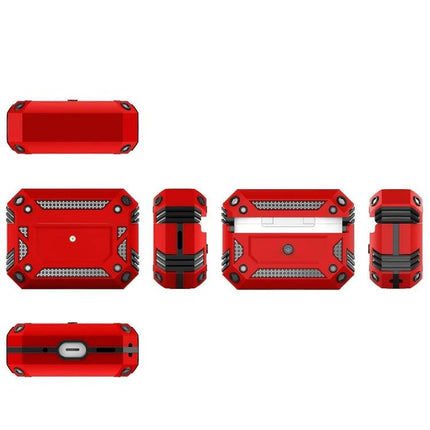 AirPods Protective Cover for Everyday Travel Protection - red rugged dustproof drop-resistant case with charging access